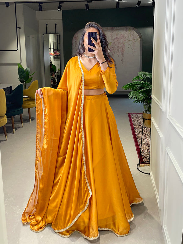 Yellow Color Simple Rangoli Silk Haldi Rasam Lehenga Choli Pravra Enterprise